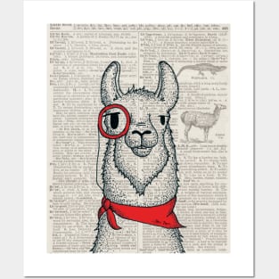 Llama with Monocle Posters and Art